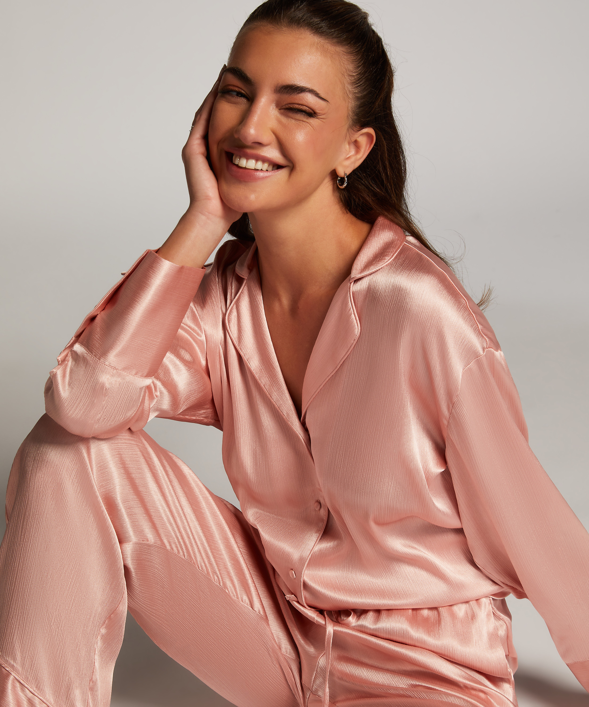 Veste à manches longues Satin, Rose, main