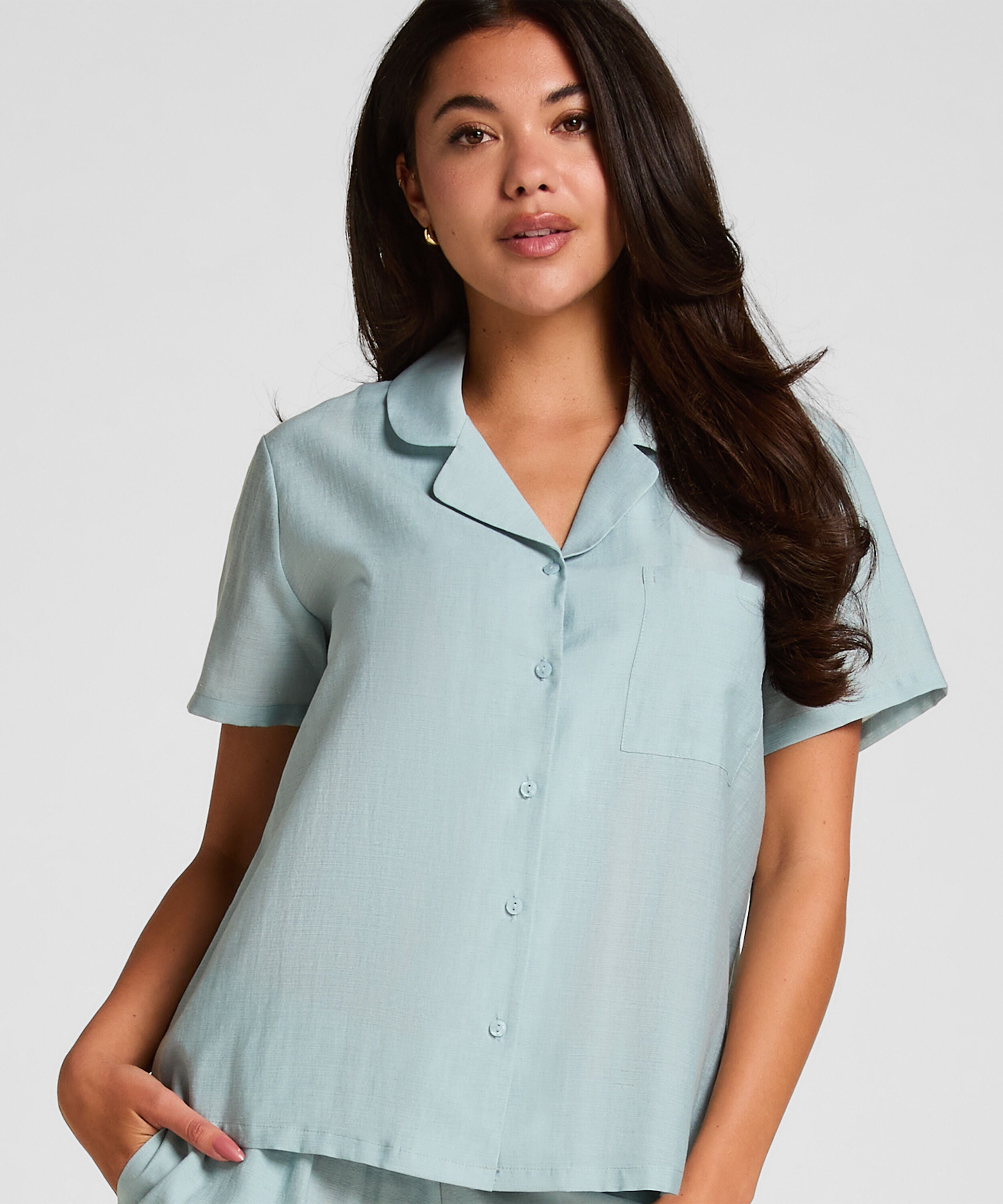 Veste de pyjama Crinkled, Bleu