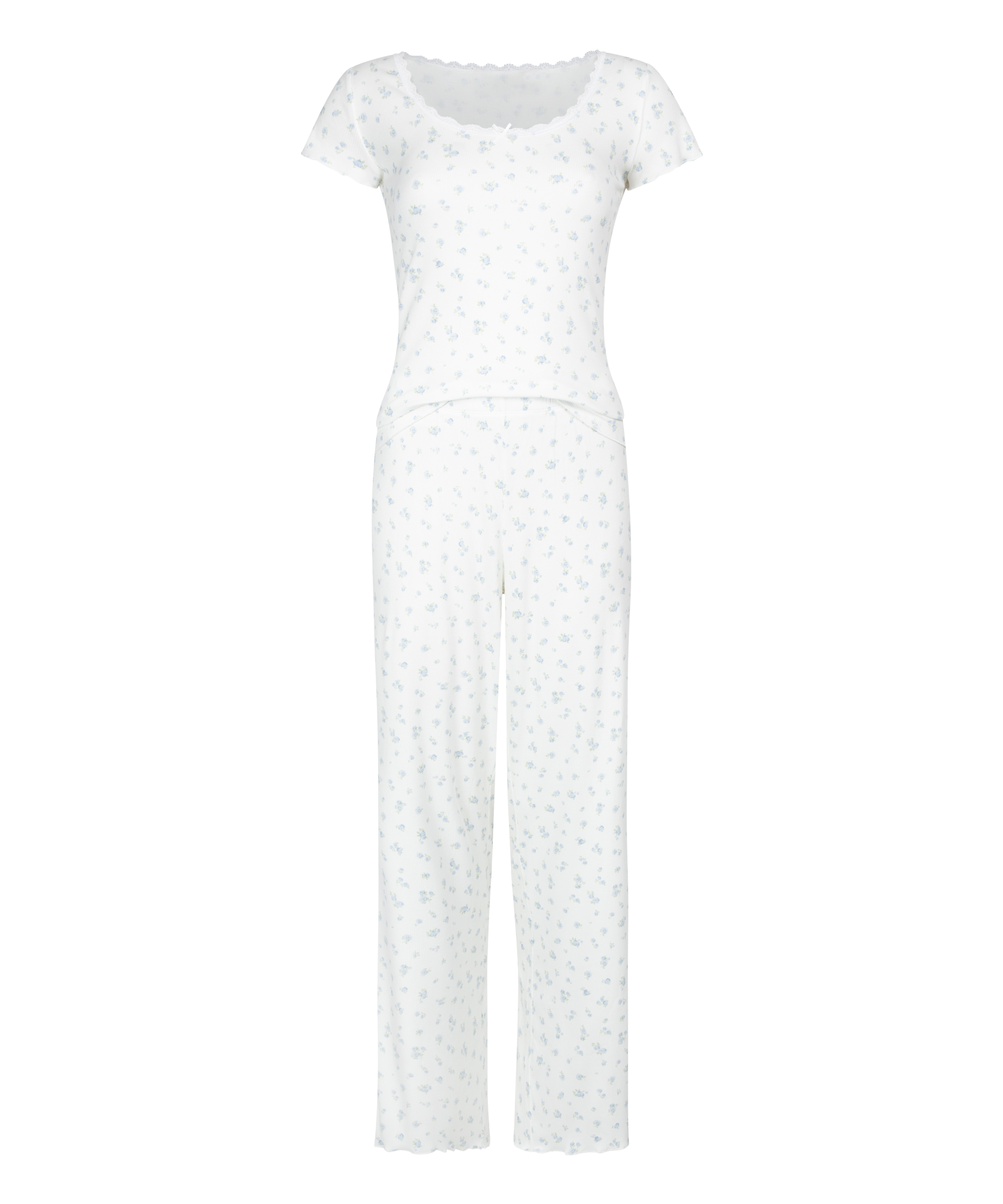 Ensemble pyjama côtelé, Bleu, main