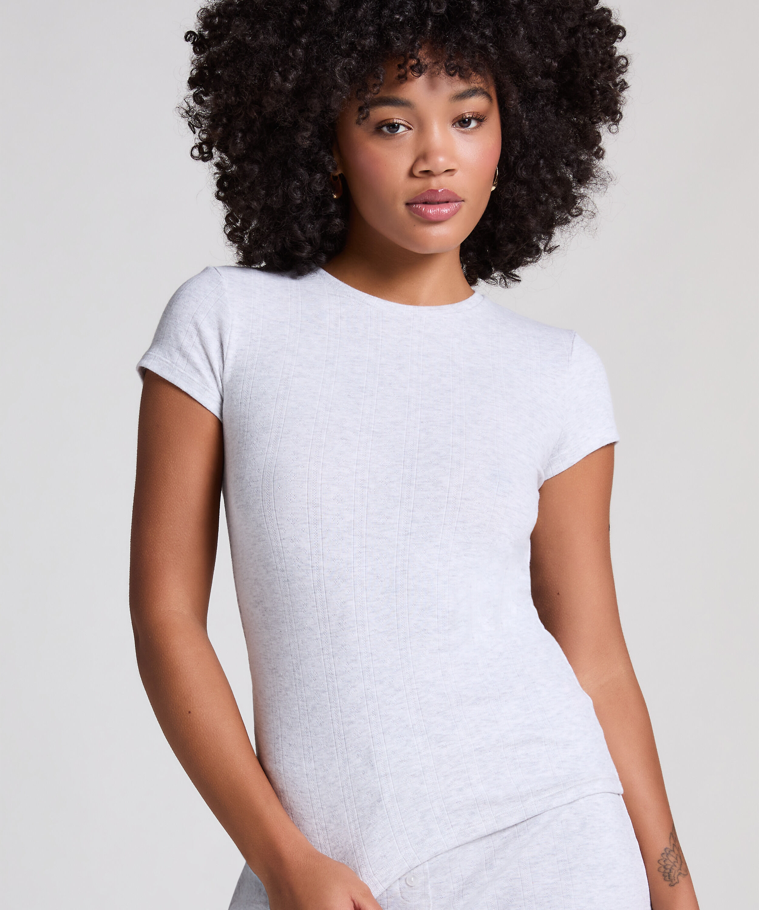 Top Pointelle, Gris Top Pointelle, Gris