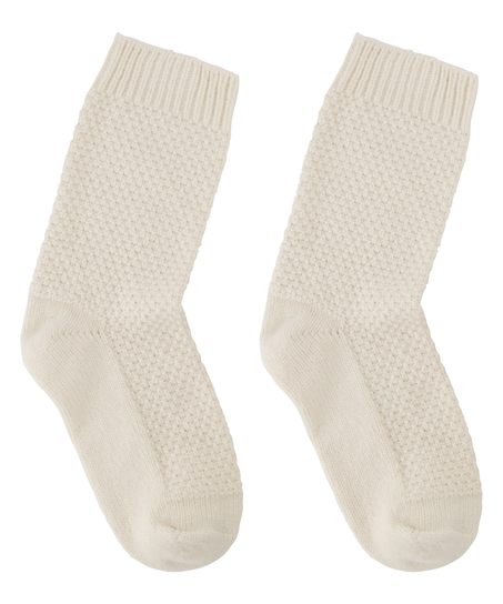 1 paire de chaussettes tricotées, Blanc