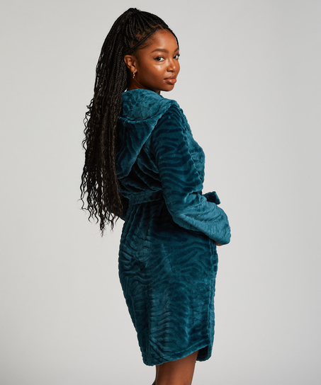 Peignoir court avec fermeture à glissière, Bleu