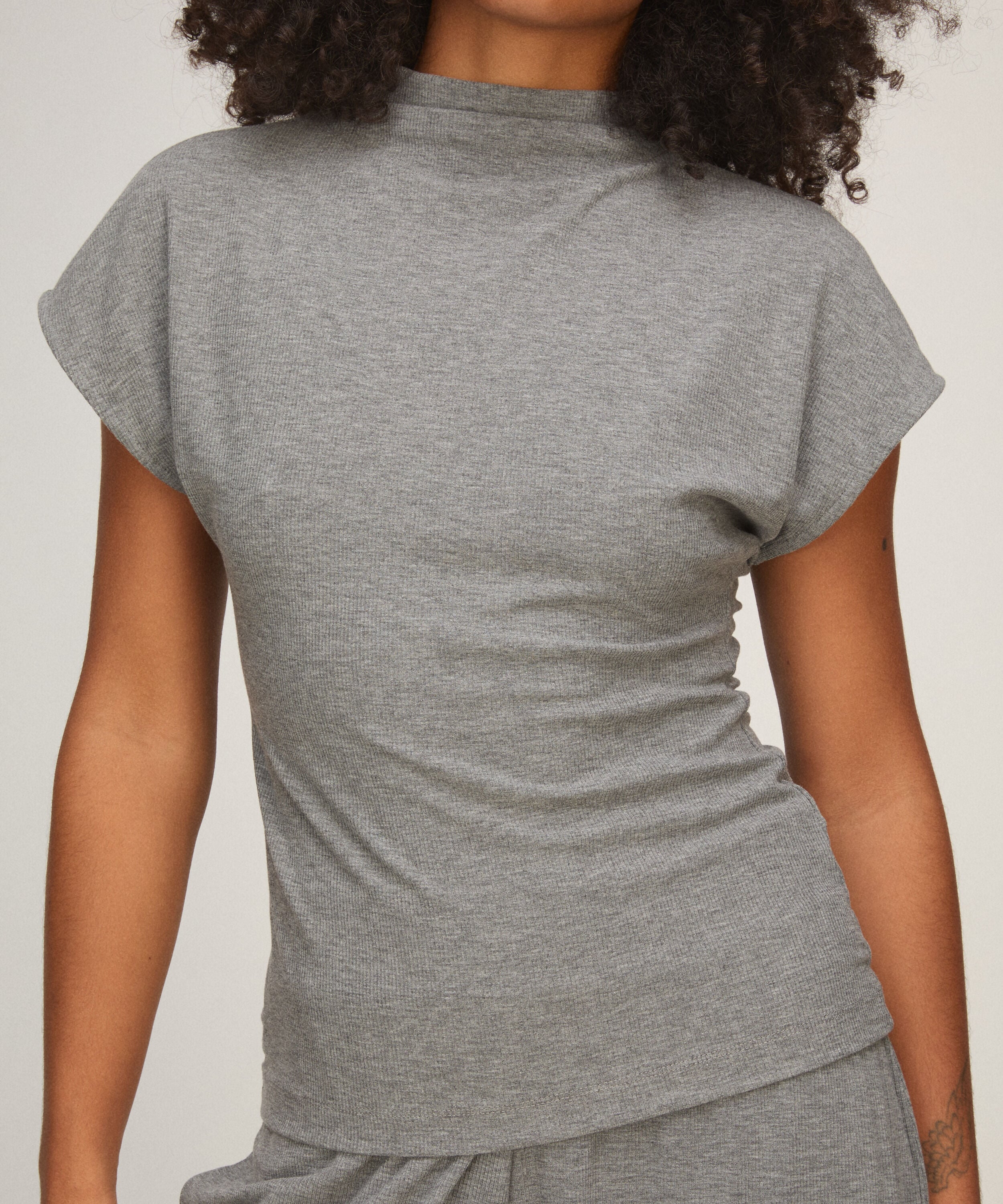 Top Col Montant, Gris Top Col Montant, Gris