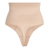 String taille haute avec gaine sculptante en dentelle scuba, Beige