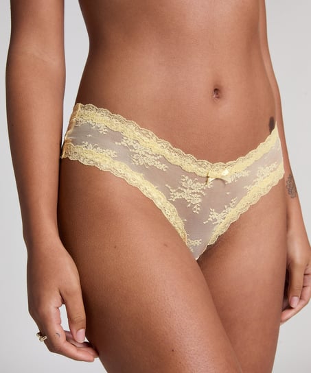 Slip brésilien V-shape mesh, Jaune