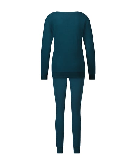 Pyjama Waffle Placket, Bleu