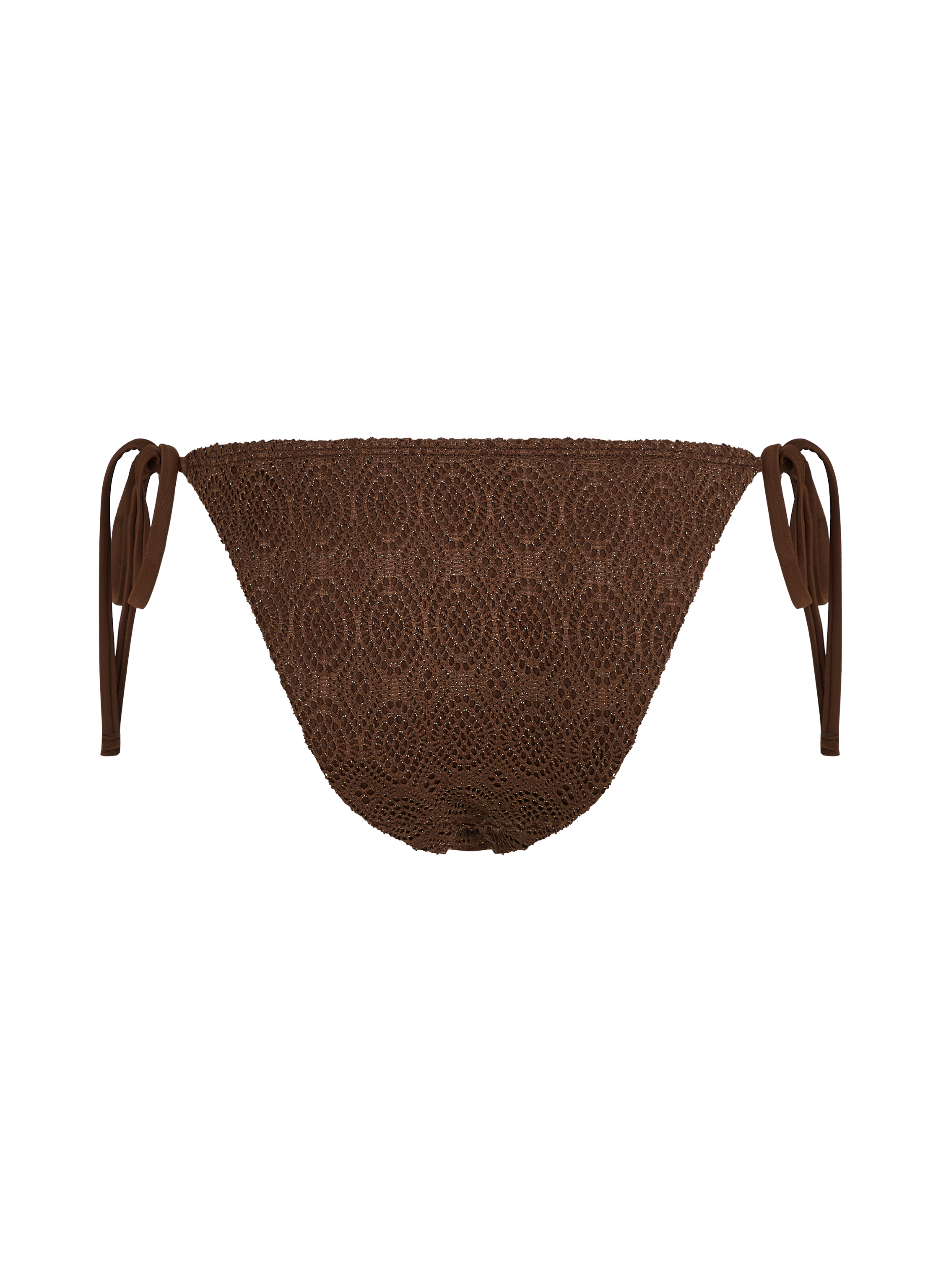 Slip de Bikini Cheeky Tanga Crochet, marron, main