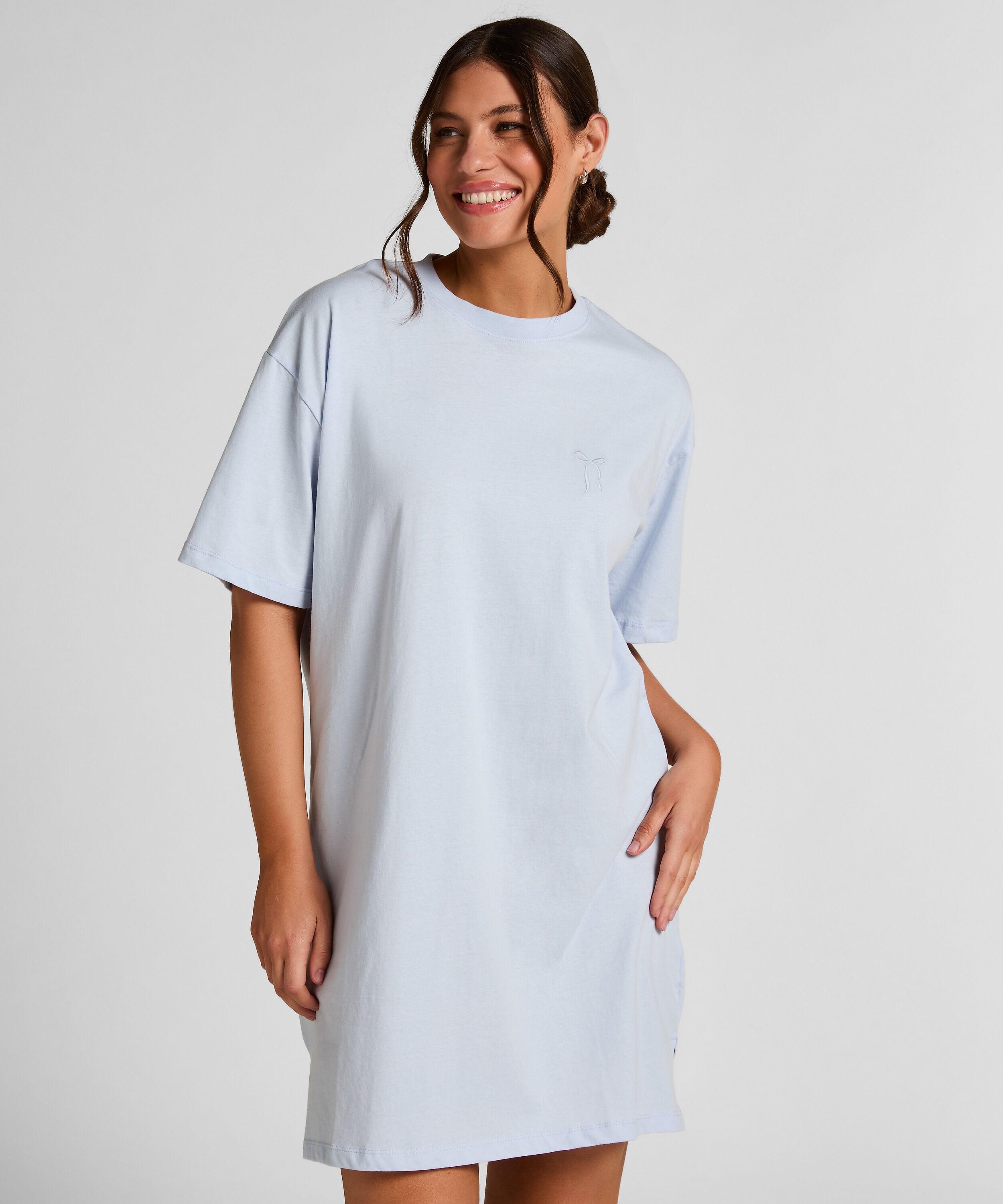 Chemise de nuit col rond, Bleu Chemise de nuit col rond, Bleu