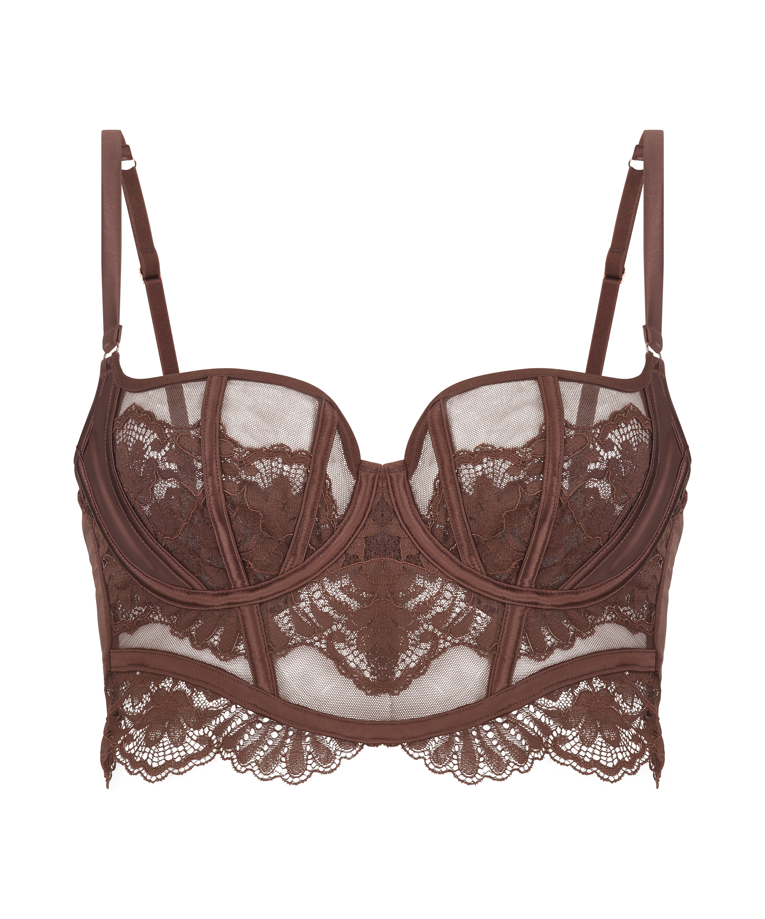 Soutien-gorge à armatures non préformé longline Indigo, Marron, main