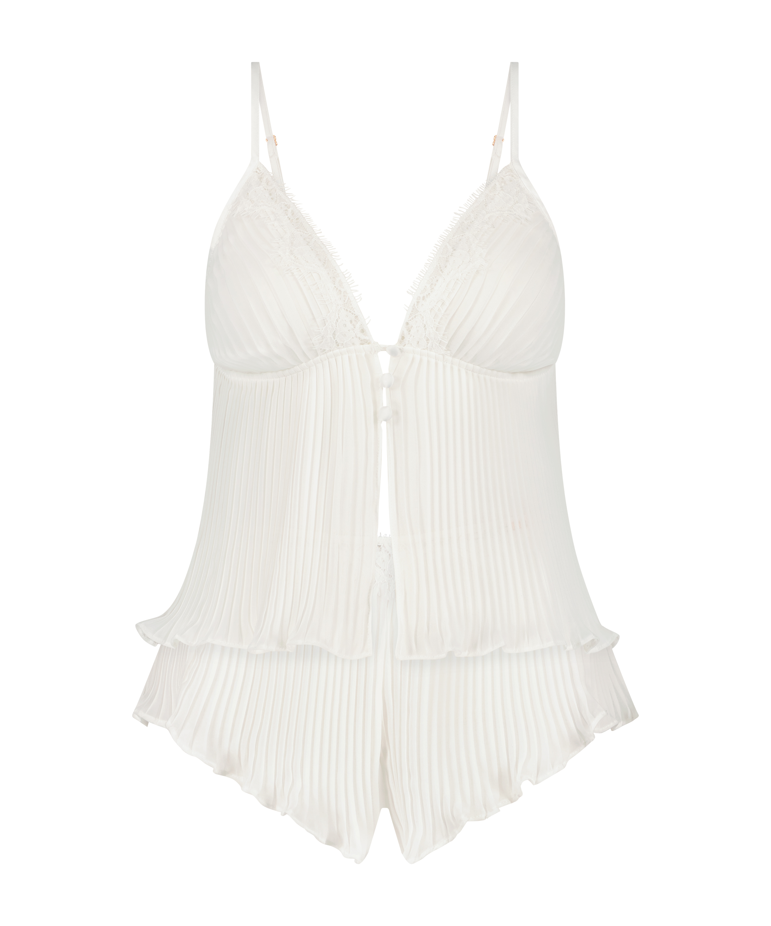 Ensemble Cami Mousseline Plissé, Blanc, main