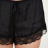 Short de pyjama Satin, Noir