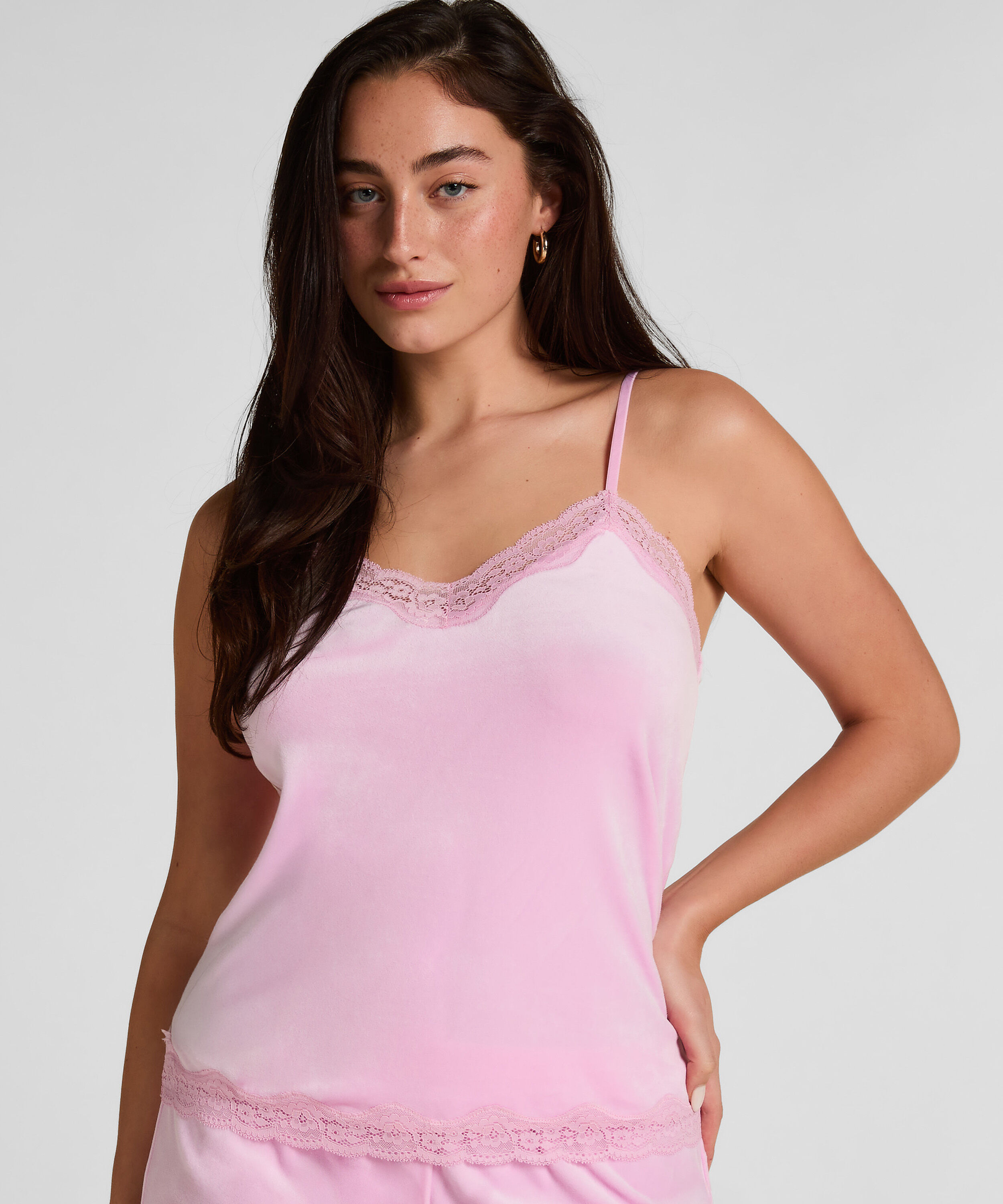 Camisole velours Dentelle, Rose Camisole velours Dentelle, Rose