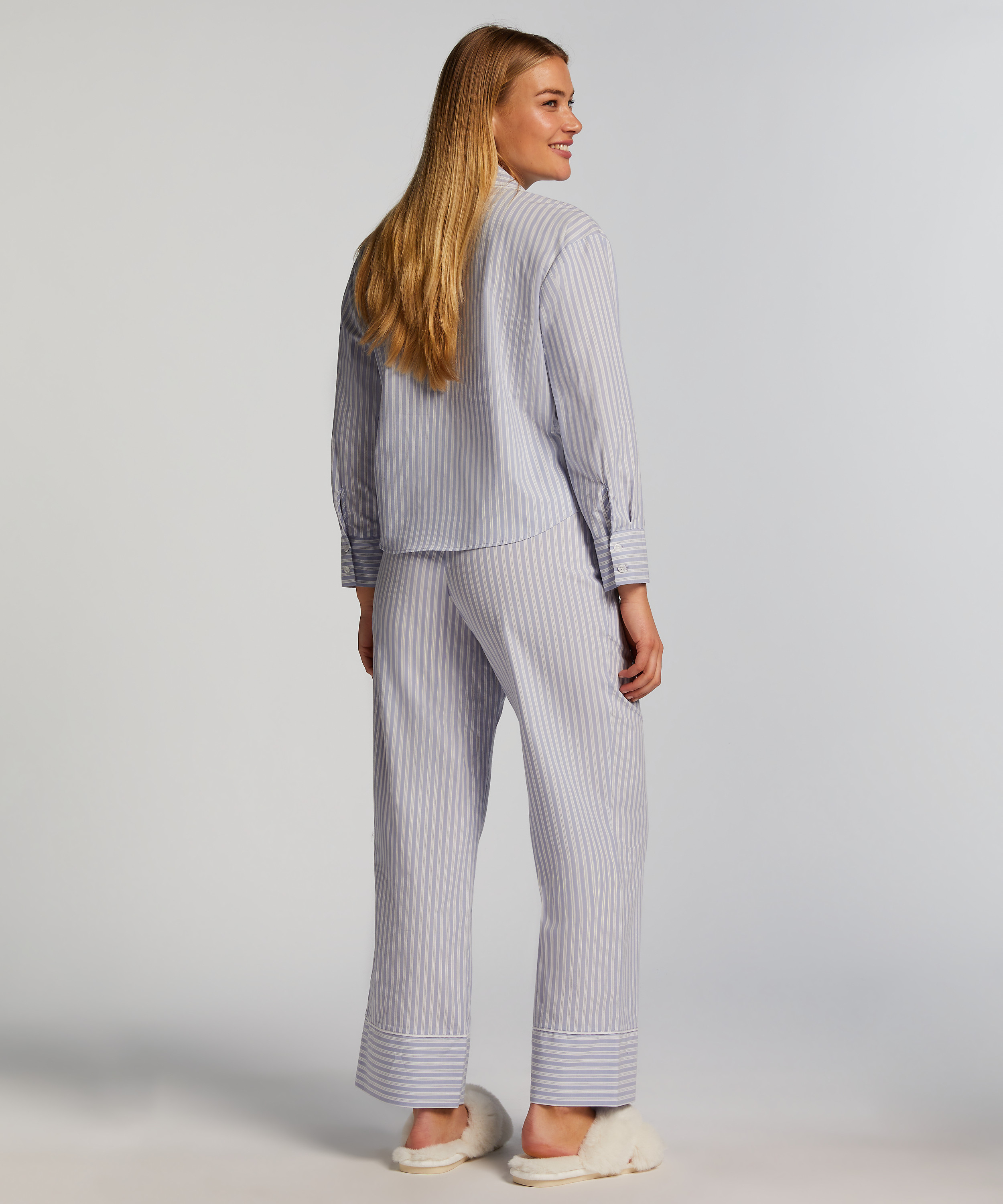 Haut de pyjama en Coton, Bleu, main