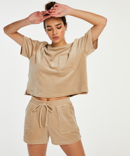 Short Velours Pocket, Beige