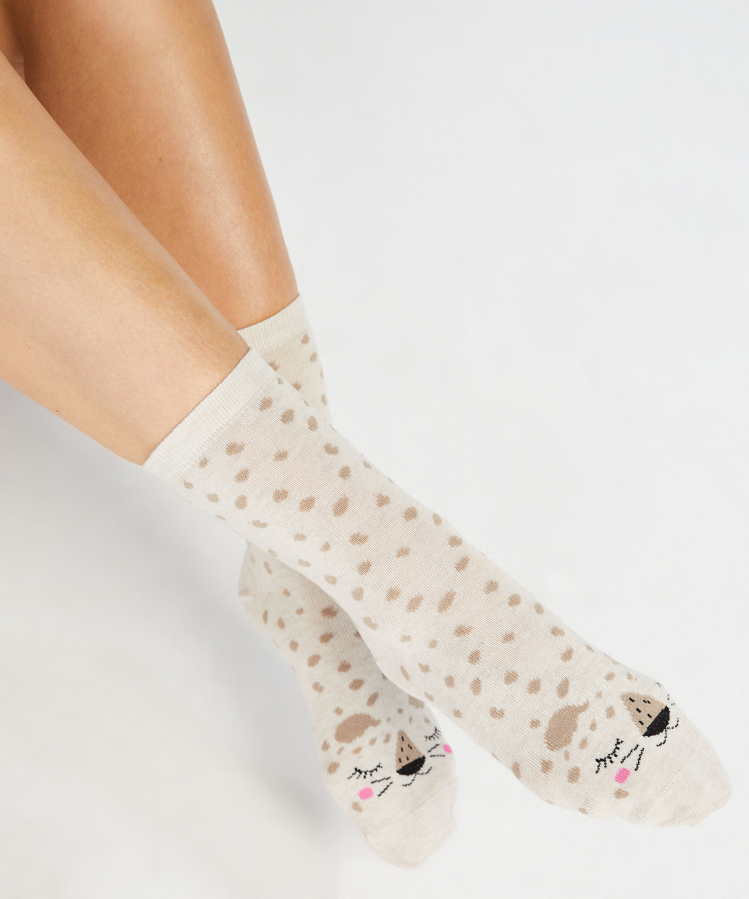 2 Paires de Chaussettes en Coton, Beige