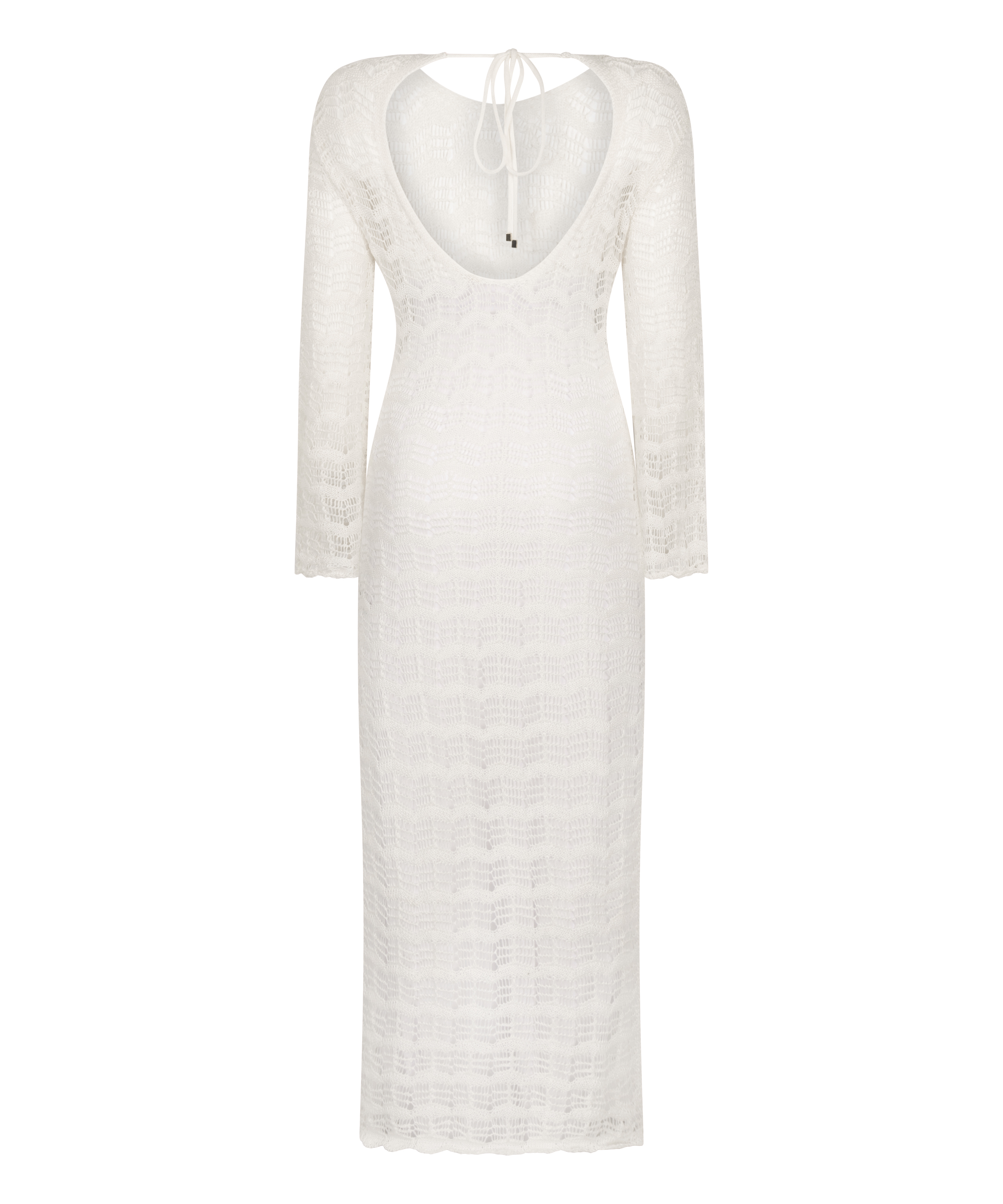 Robe maxi en crochet, Blanc, main