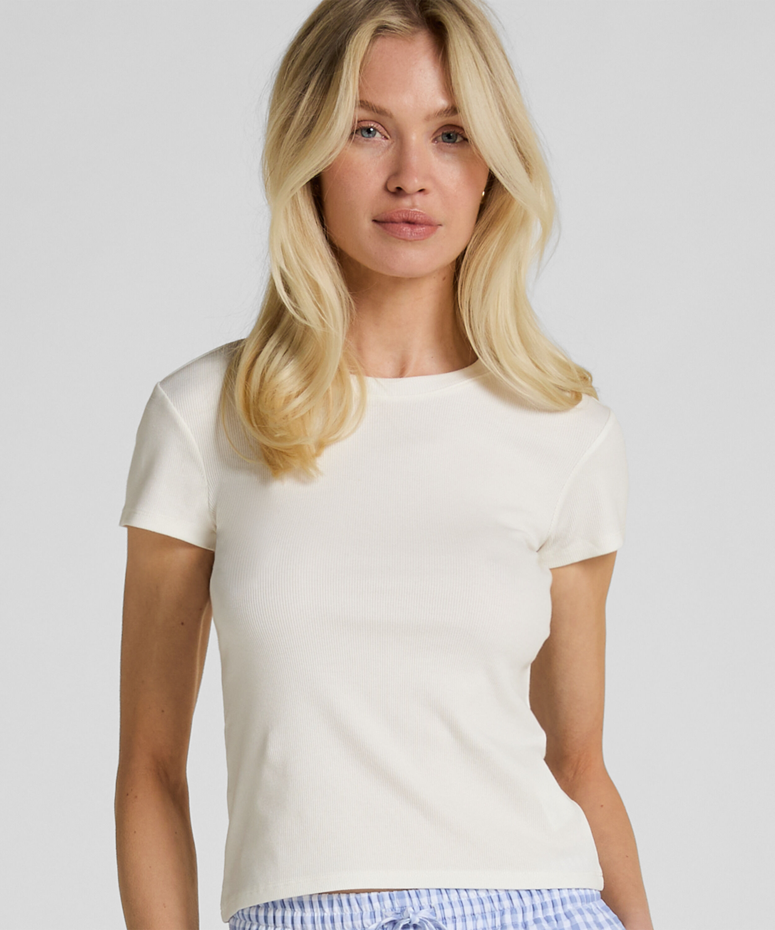 Haut de Pyjama à Manches Courtes, Blanc Haut de Pyjama à Manches Courtes, Blanc