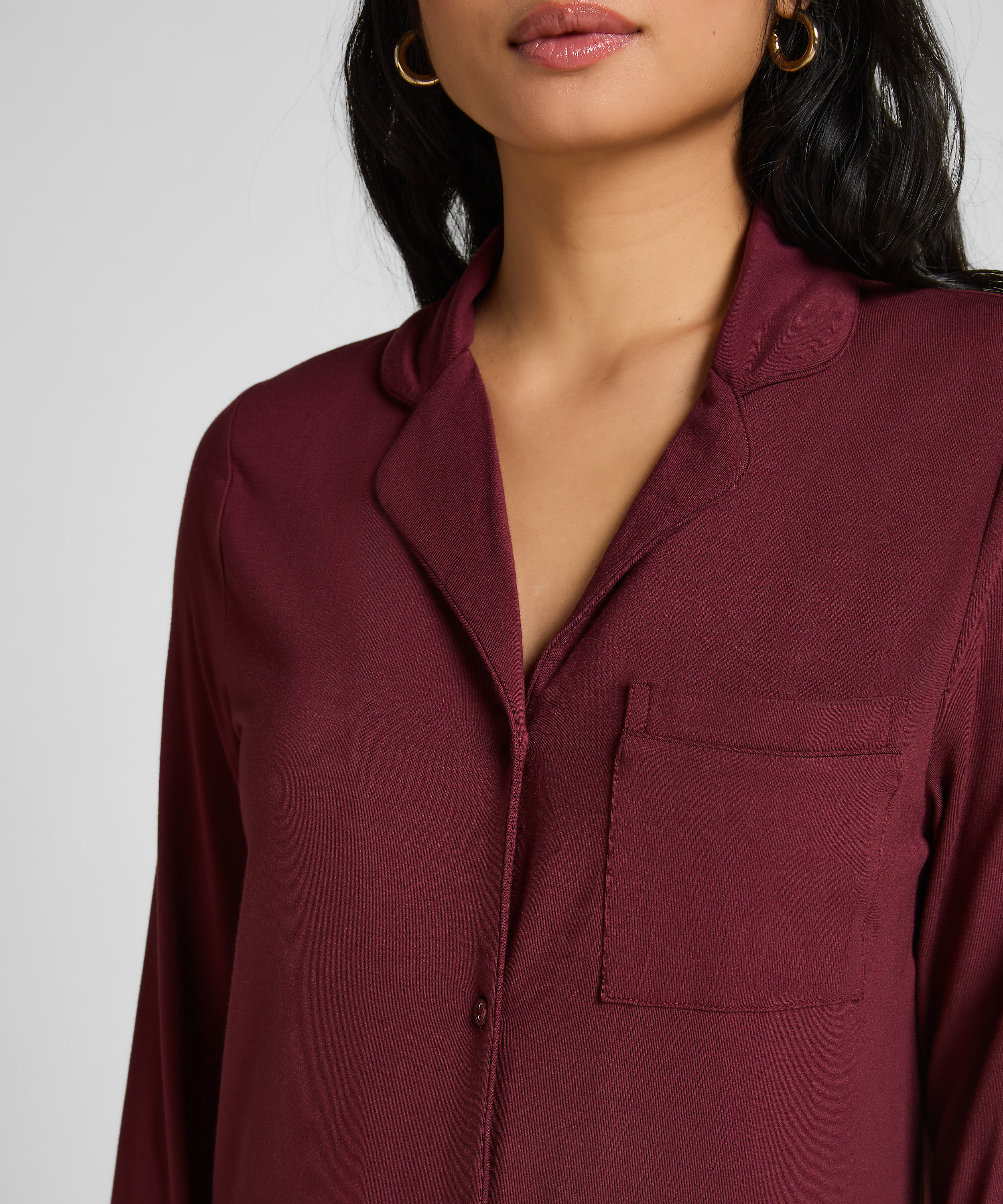 Robe-chemise à manches longues en jersey Essential, Violet, main