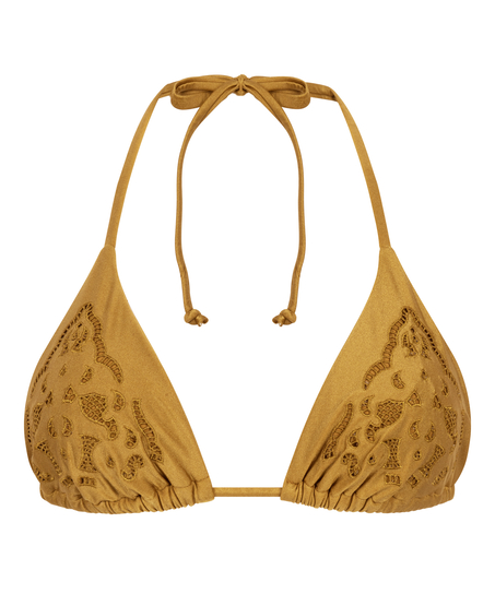 Haut de bikini triangle Boho, Jaune
