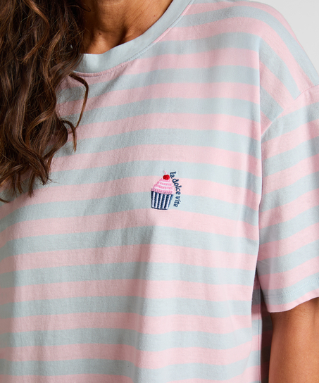 Chemise de nuit à col rond, Bleu