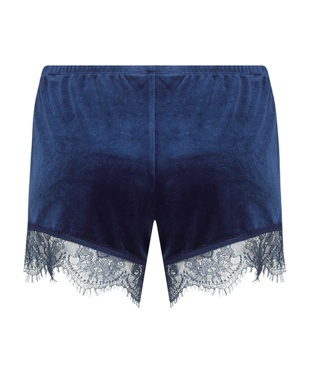 Short en dentelle Shiny Velours, Bleu