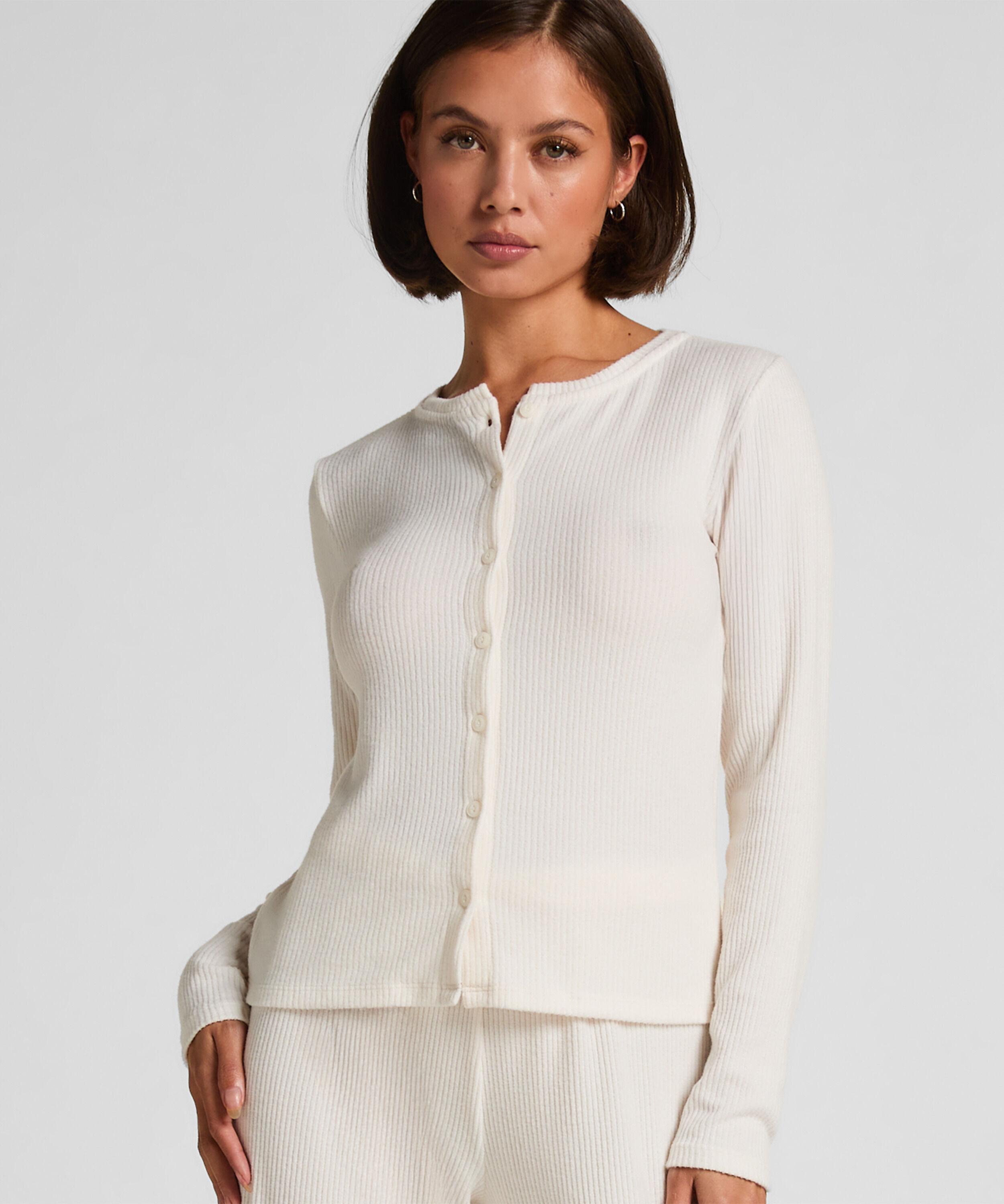 Gilet en Jersey Côtelé, Blanc Gilet en Jersey Côtelé, Blanc