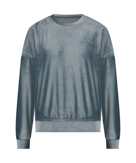 Top à manches longues Velours Rib, Bleu