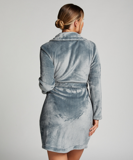 Peignoir en molleton avec fermeture éclair, Bleu