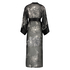 Kimono long chiffon lotus, Noir