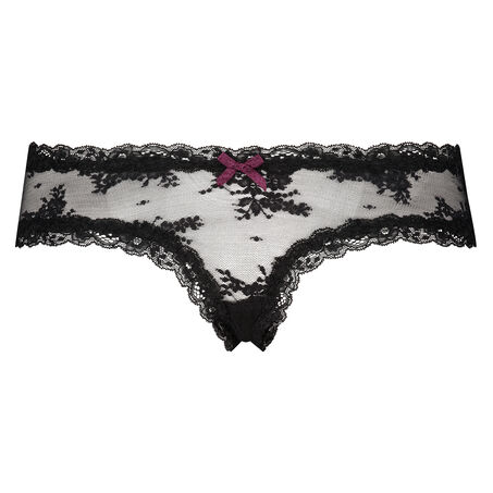 Slip br&eacute;silien V-shape Floral Mesh, Noir