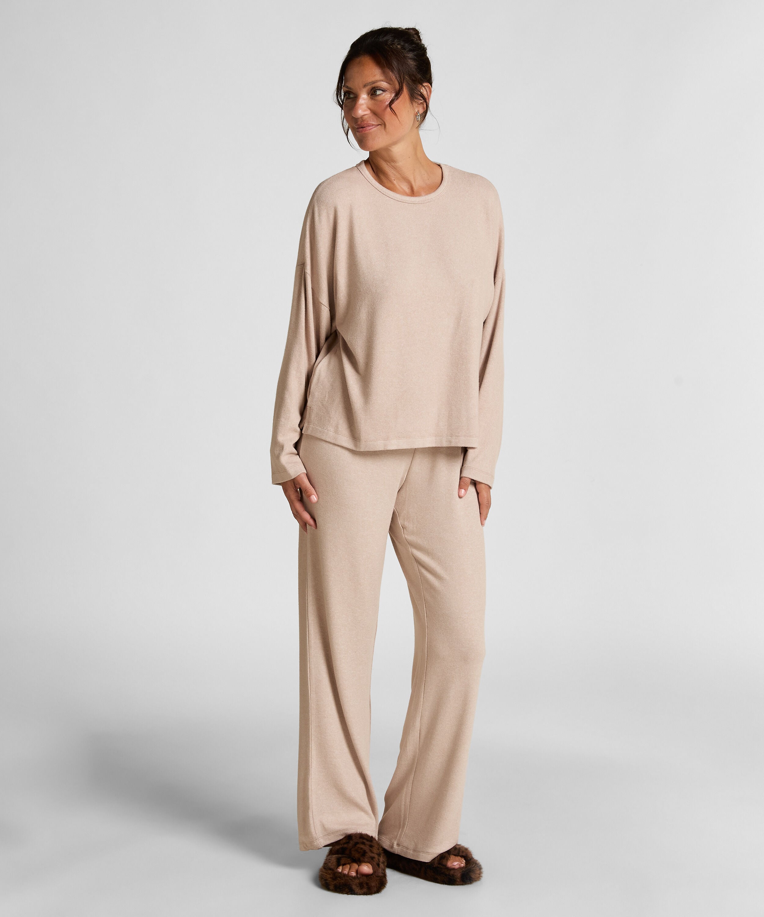 Pantalon Brushed Jersey, Beige