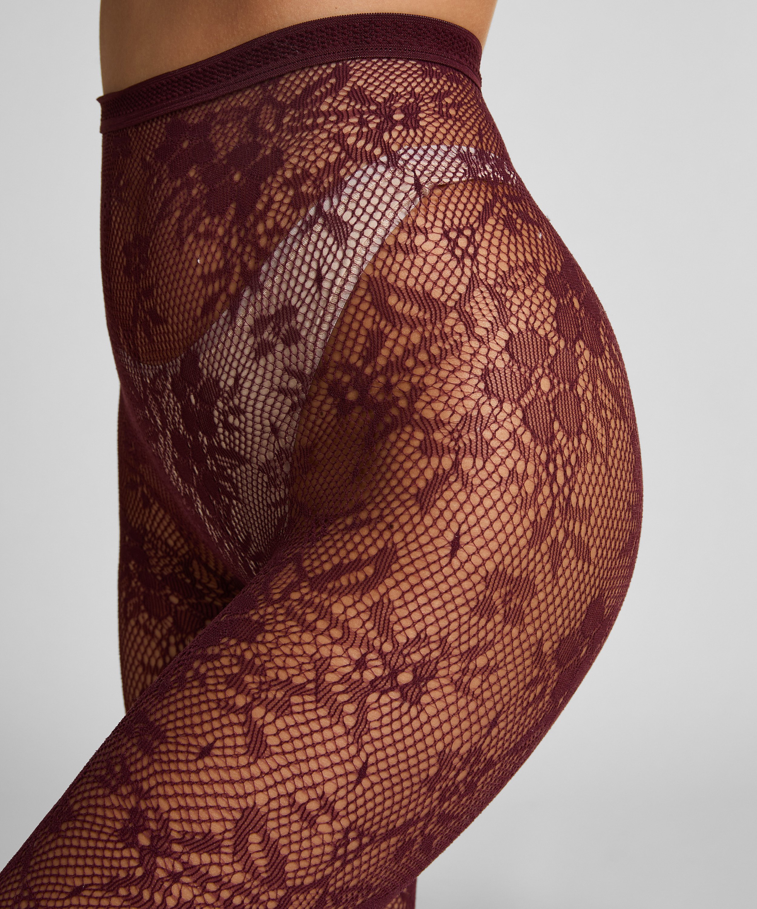 Collants Allover Lace, Rouge, main