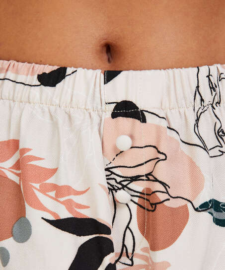 Short de pyjama tiss&eacute;, Rose