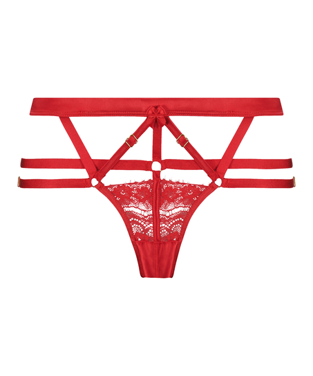Slip brésilien ouvert taille haute Mitzy, Rouge