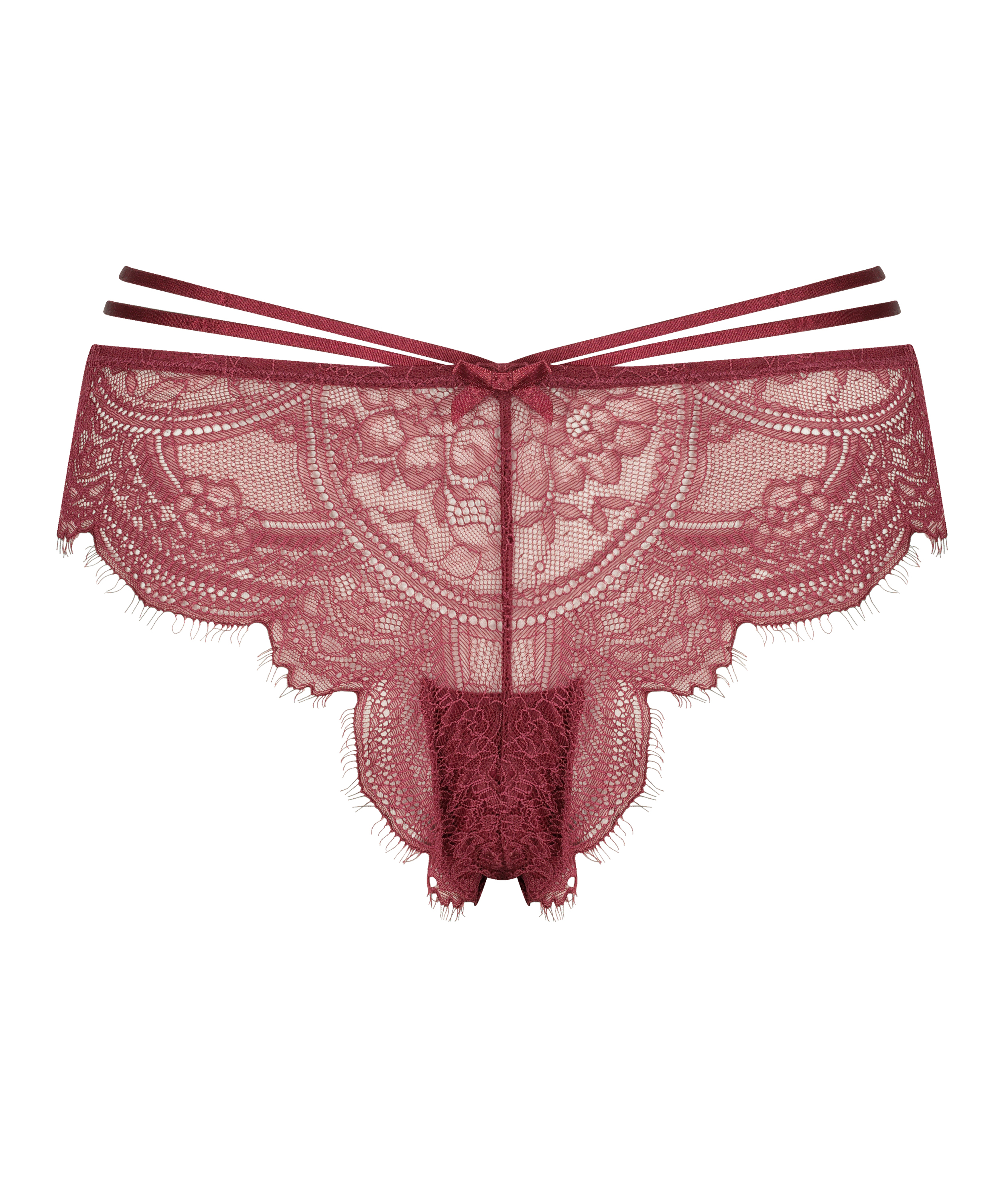 Slip brésilien échancré Sian, Rouge, main