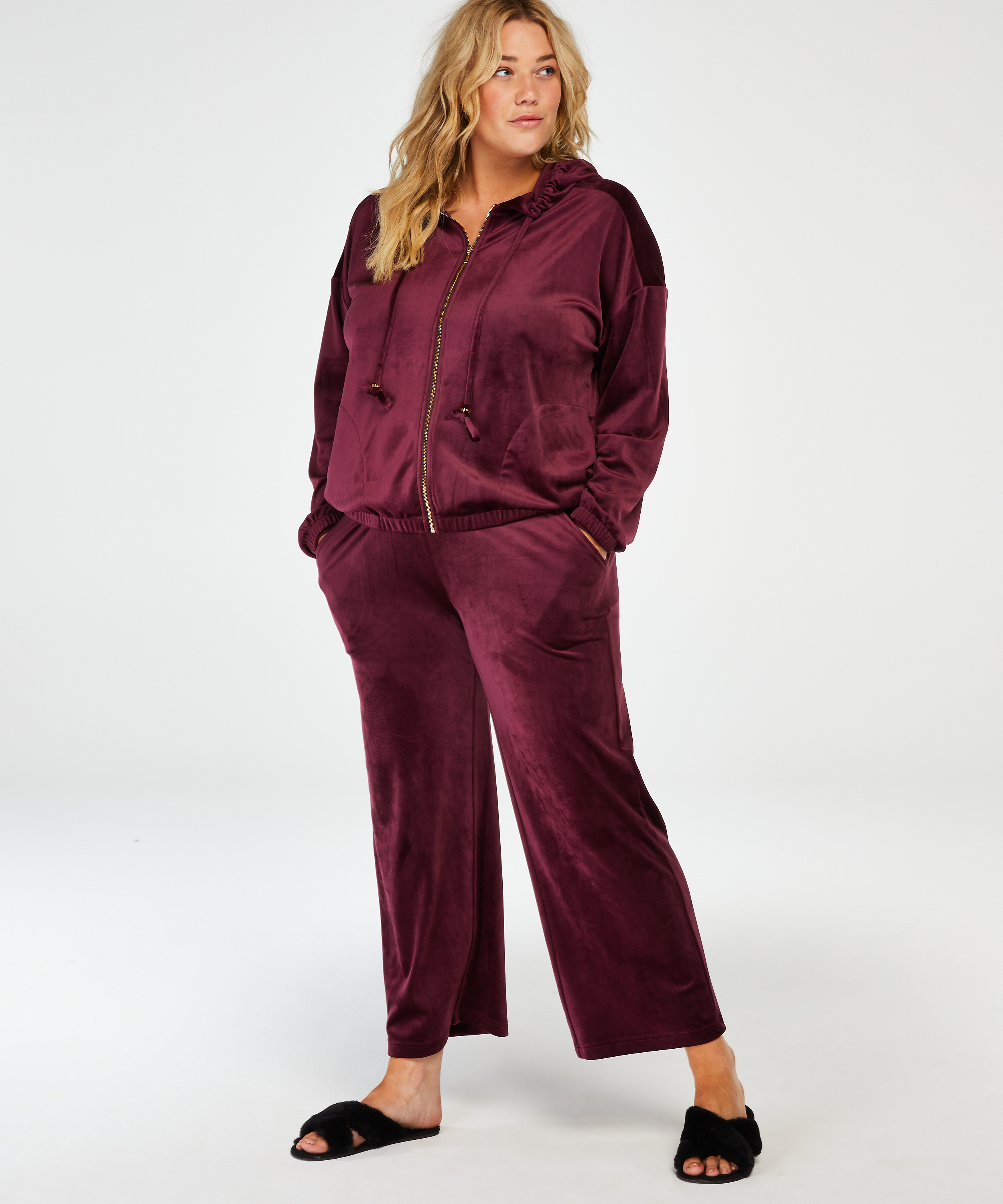 Pantalon de pyjama Velours, Rouge, main