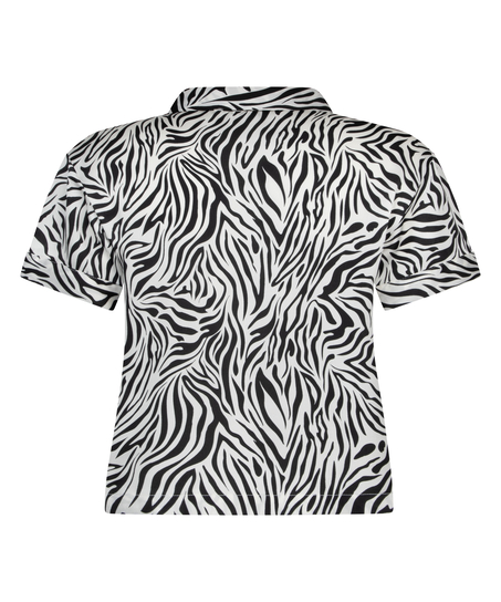 Veste à manches courtes en satin, Blanc