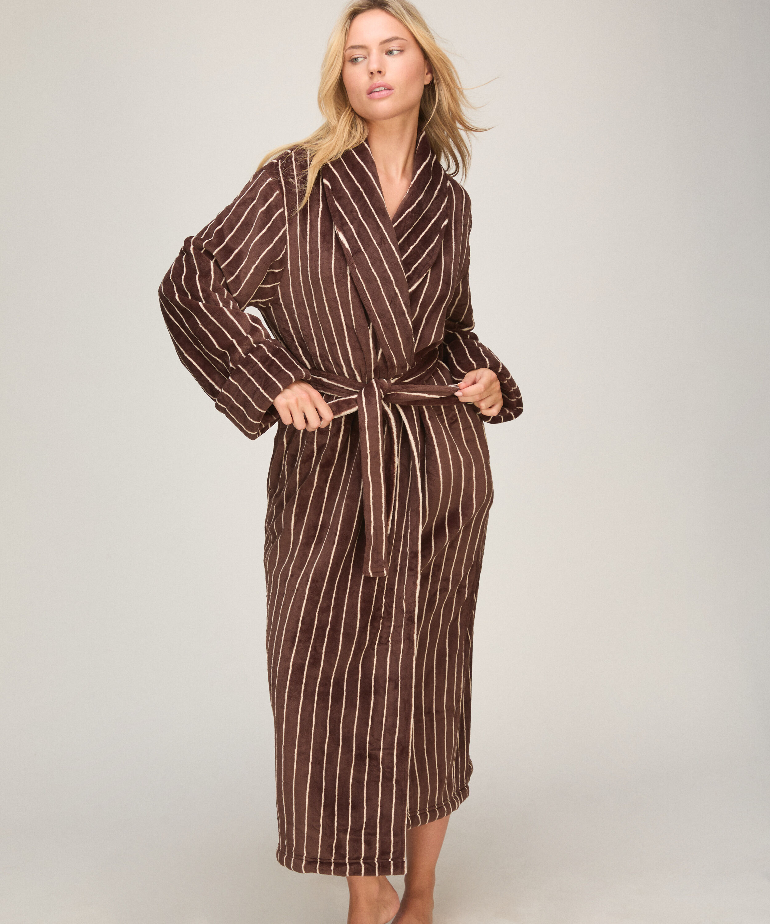 Peignoir en polaire douce, Marron Peignoir en polaire douce, Marron