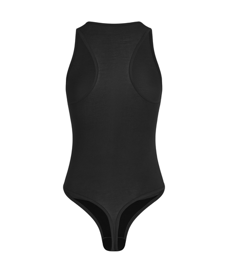 super soft Body haut avec cachemire, Noir