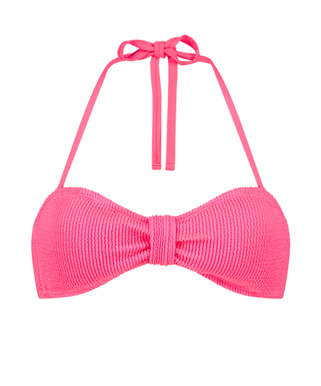Haut de bikini bandeau Crinkle, Rose