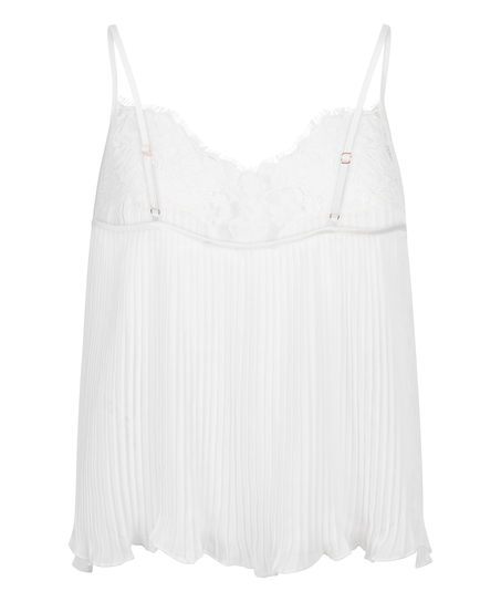 Cami en dentelle Plisse, Blanc