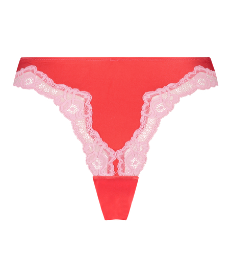 Slip brésilien Lace & Shine, Rouge