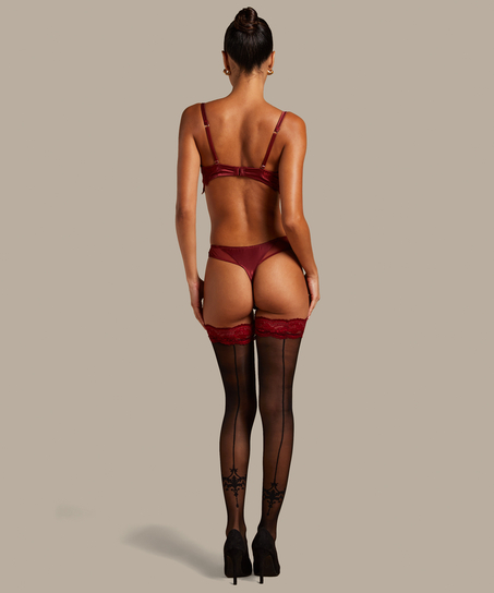 Bas autofixants 20 Deniers Noir Zoe, Rouge