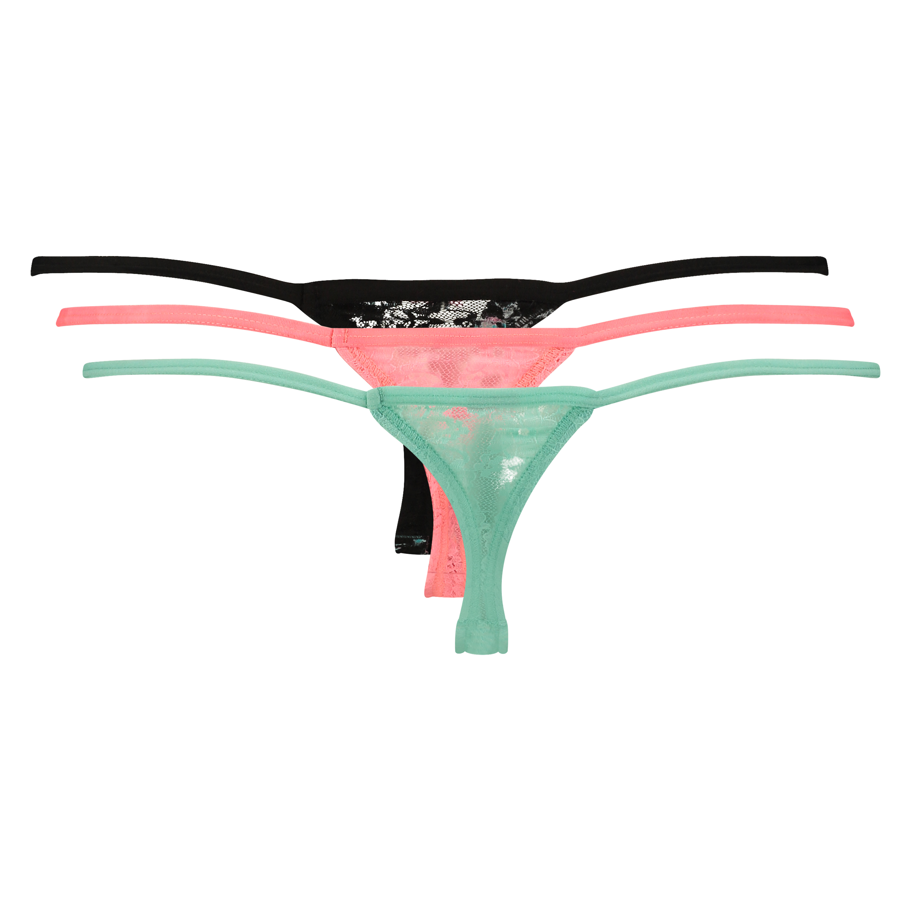 3-pack tangas lace, Bleu, main