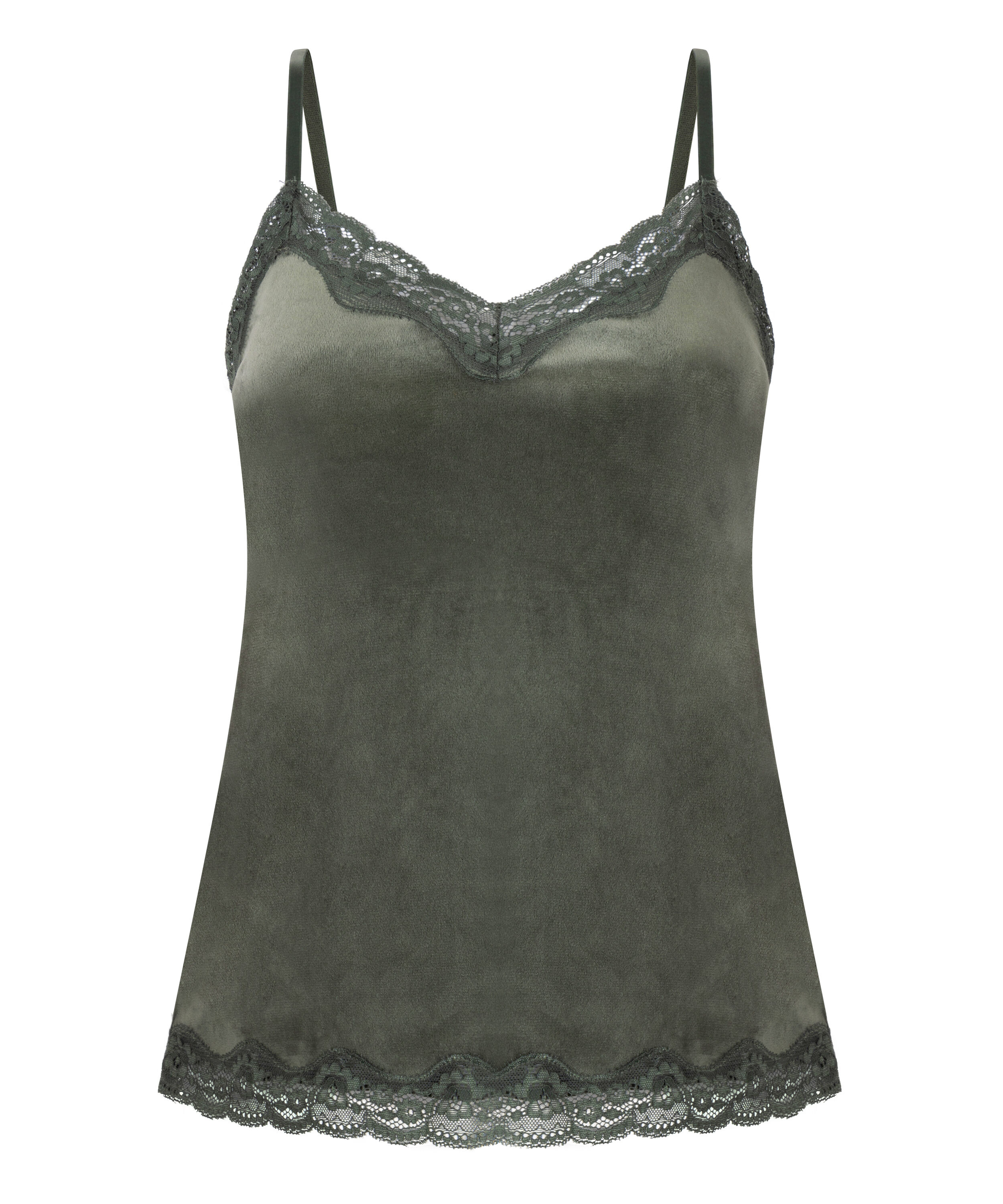 Camisole velours Dentelle, Vert