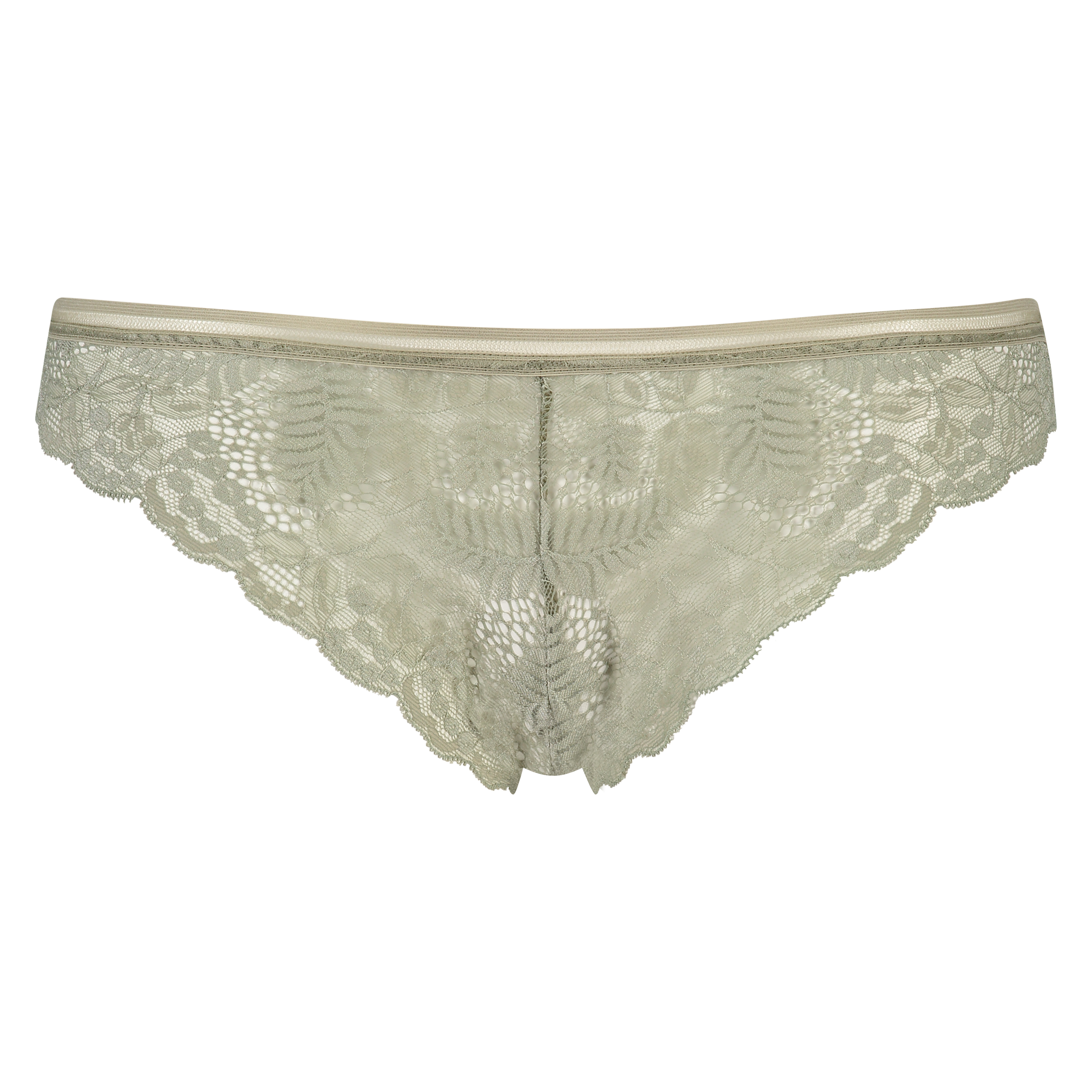Slip brésilien Leaf Lace, Vert, main