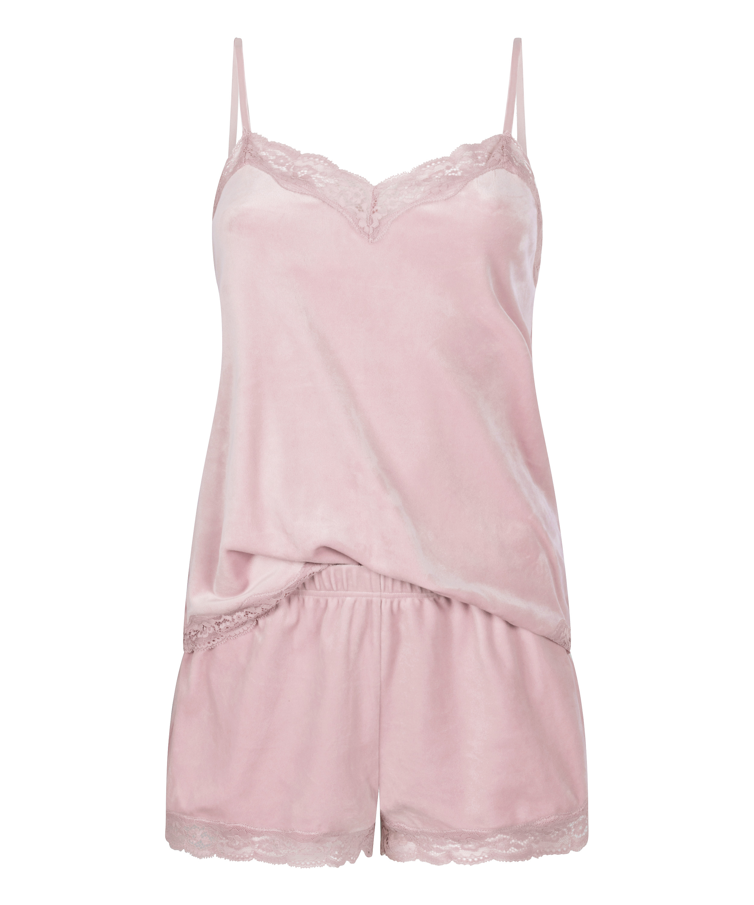Camisole velours Dentelle, Rose, main
