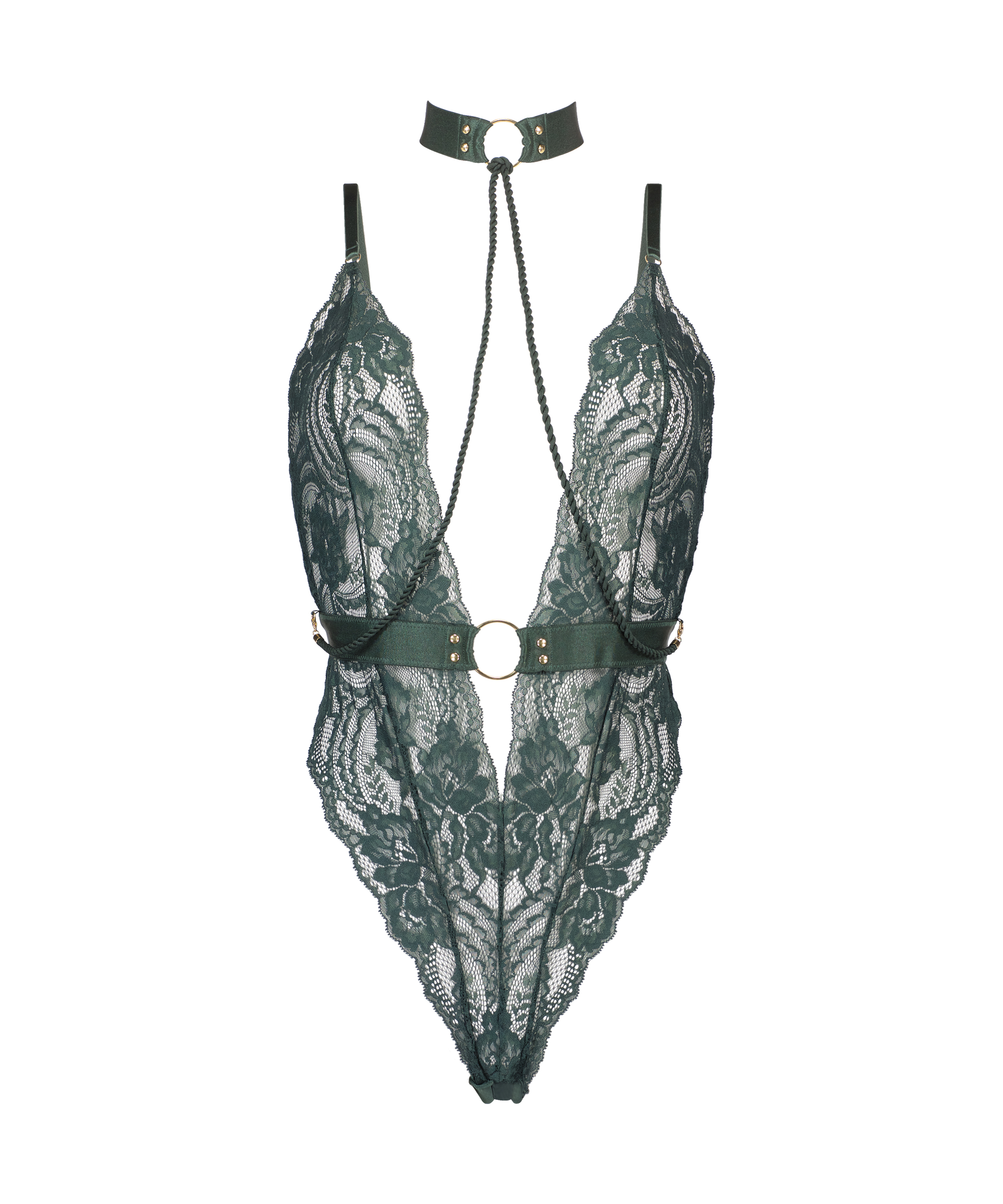 Private body entrejambe ouvert Brandy, Vert, main