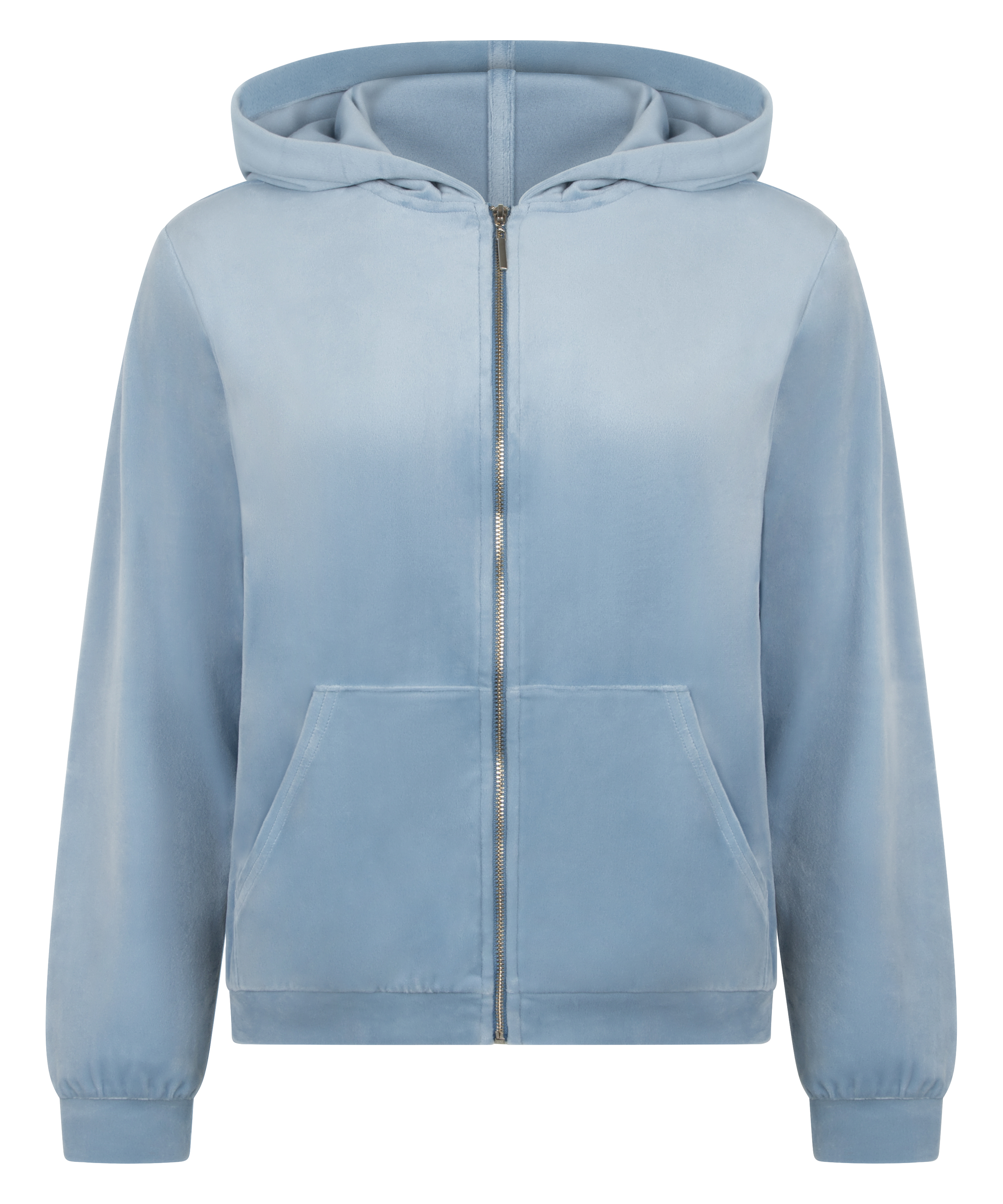 Manteau à capuche velours, Bleu, main