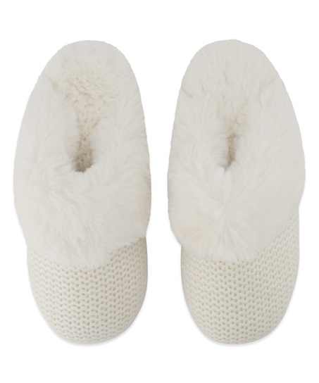 Pantoufles mules Teddy, Blanc